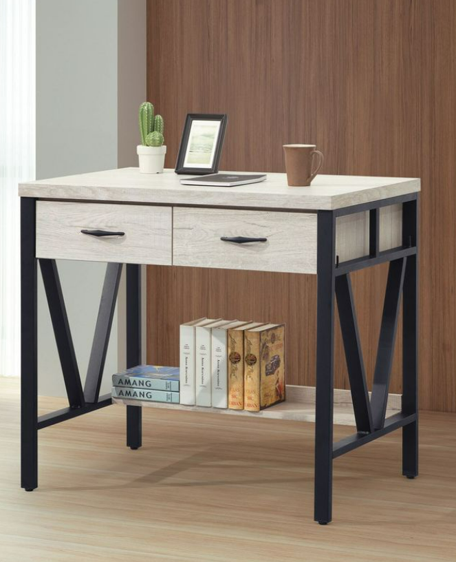 C346-7 炭燒白橡3尺鐵架書桌 無插座