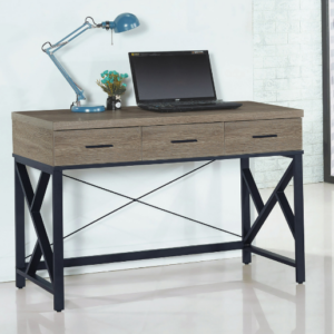 C344-6芮茲灰橡木4尺三抽鐵書桌