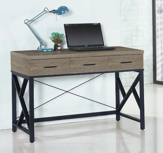 C344-6芮茲灰橡木4尺三抽鐵書桌