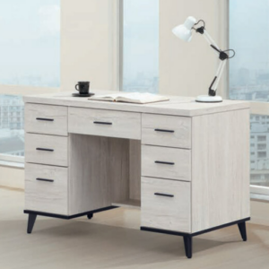 C352-8洛瑪白橡木4尺七抽書桌