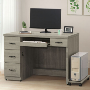 C352-7金碧4尺電腦桌 連環鎖 附穿線孔 含主機架