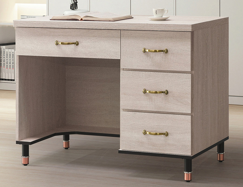 C353-1鋼刷白3.5尺書桌下座