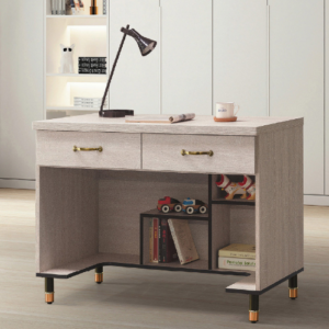 C353-3鋼刷白3.5尺二抽書桌下座