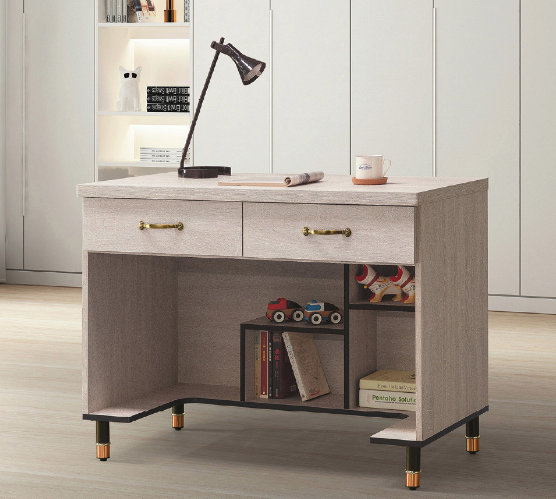 C353-3鋼刷白3.5尺二抽書桌下座