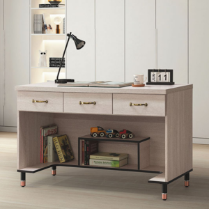 C353-4鋼刷白4尺三抽書桌下座