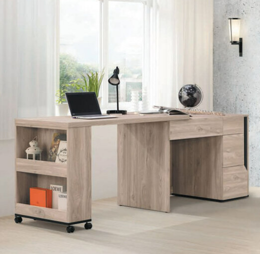 C351-1柏特4尺伸縮書桌 全組 含側拉櫃