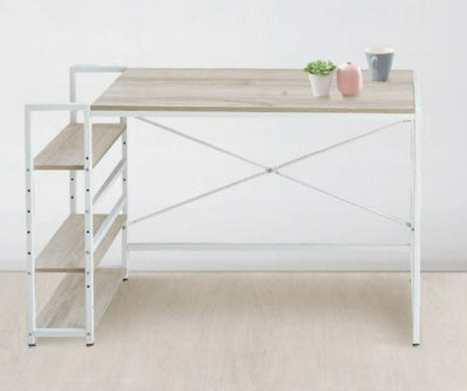 C348-8奧力給雙向置物電腦工作桌 白橡色 自行組裝