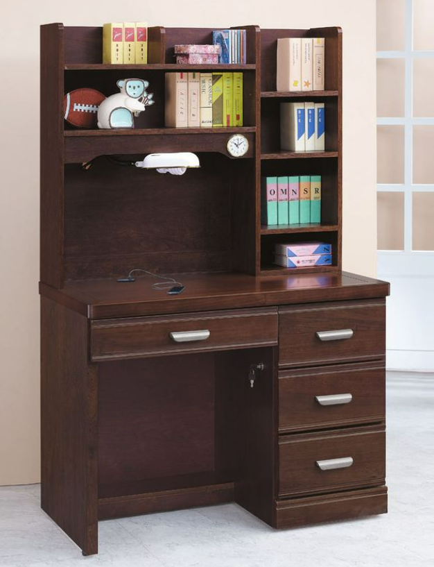 C357-10 胡桃3.5尺實木書桌上座+C357-11 浮雕胡桃3.5尺實木書桌下座