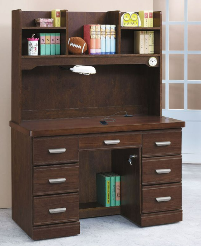 C357-12浮雕胡桃4.2尺實木書桌上座+C357-13 下座