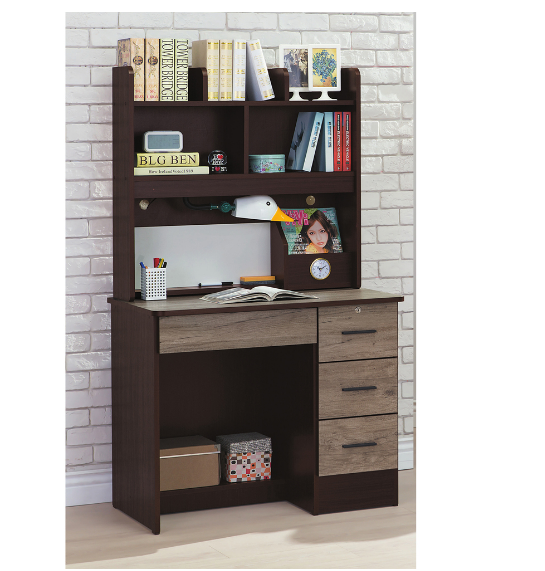 C358-11 深古銅色3尺書桌上座+C358-12深古銅色書桌下座