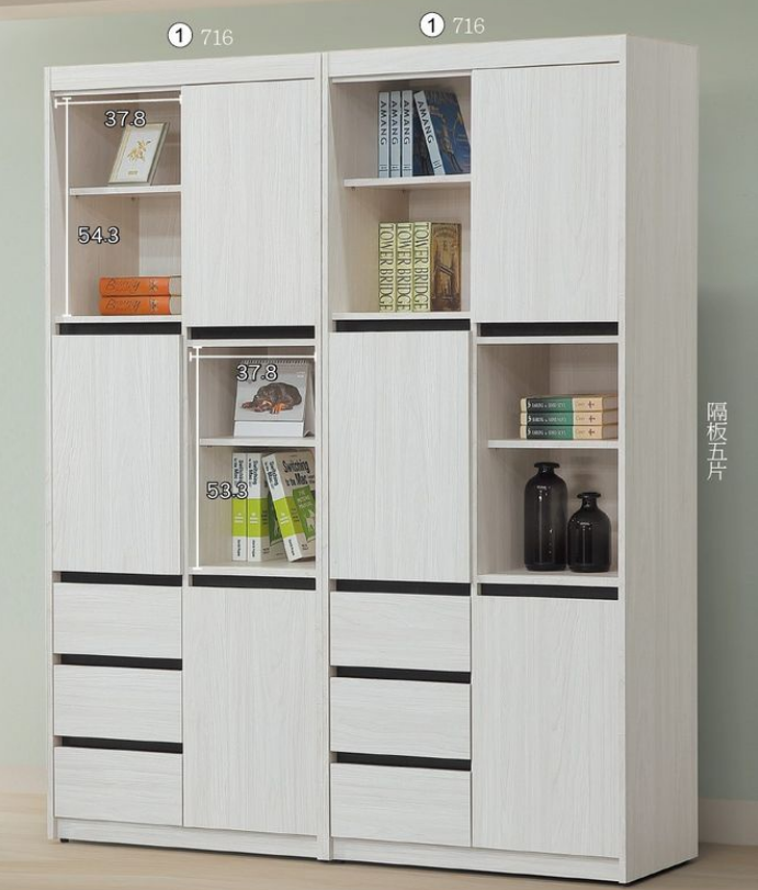 C368-6威尼斯三門三抽書櫥 單只