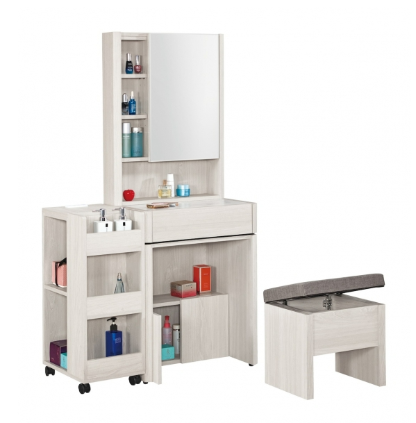 A1081-3 艾德嘉3尺多功能化妝台 全組 含椅 附活動隔板2大.2小片