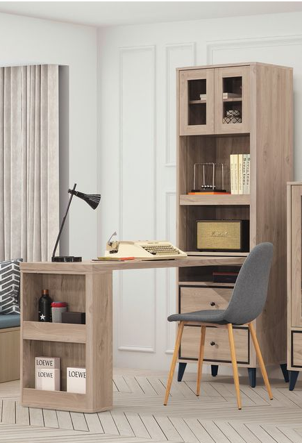 C370-3艾維側櫃+C370-4艾維5尺桌板+C402-3艾維2尺高電器櫃