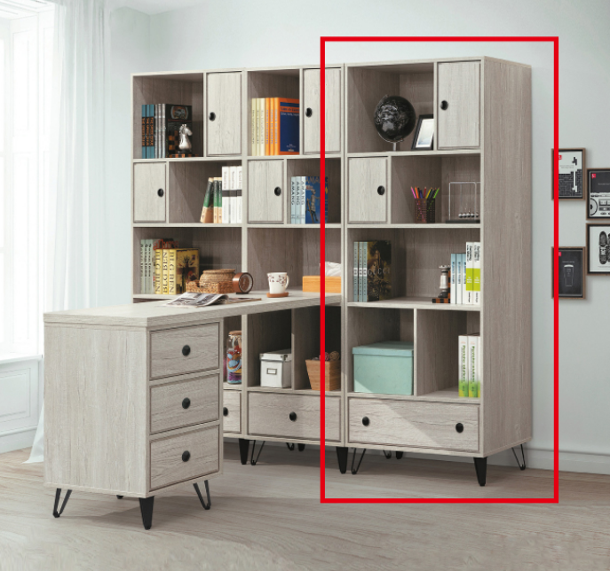 C370-9丘比特碳香橡木2.7尺書櫃