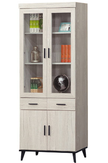 C372-1洛瑪白橡木2.7*6.5尺中抽書櫥 隔板三片