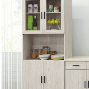 C372-2洛瑪白橡木2.7*6.5尺四門開放書櫥  隔板2片