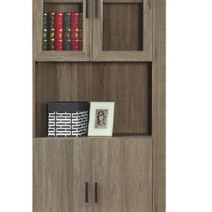 C372-5芮茲灰橡木2.7*6.5尺四門開放書櫥 附隔板2片