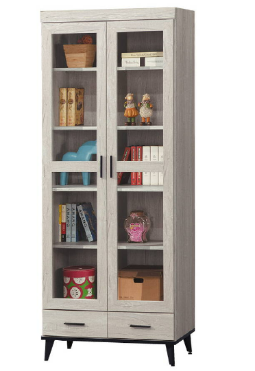 C372-3洛瑪白橡木2.7*6.5尺下抽書櫥   隔板三片