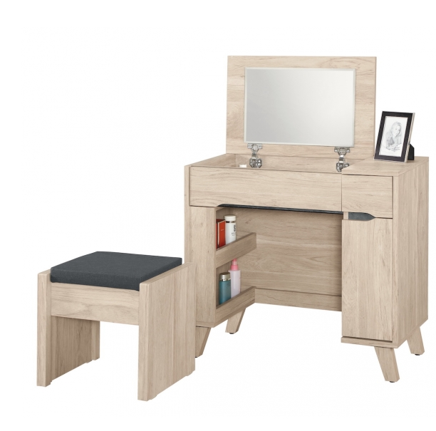 A1163-3 米爾娜2.7尺掀鏡化妝台 含椅 附活動隔板1片