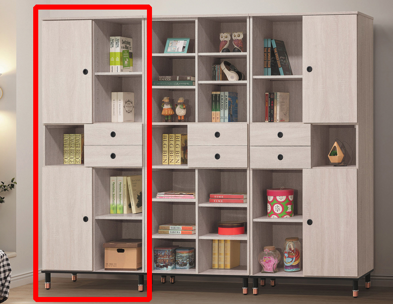 C375-1鋼刷白3*7尺開放書櫃左門