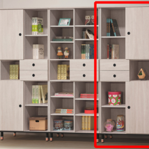 C375-2鋼刷白3*7尺開放書櫃右門