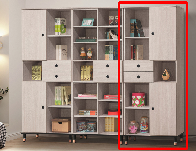 C375-2鋼刷白3*7尺開放書櫃右門