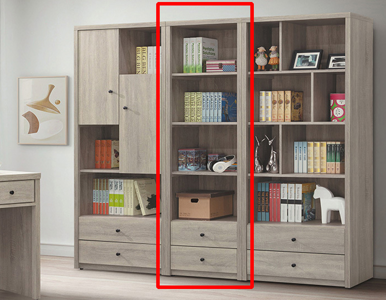 C375-8米奇淺灰2*6尺二抽書櫃