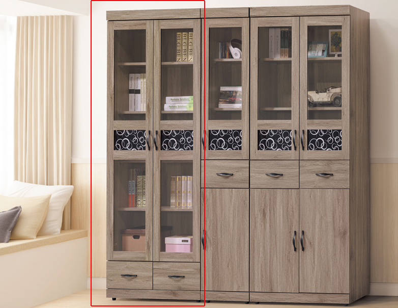 C376-5伊凡卡灰橡2.7*7尺下抽書櫃