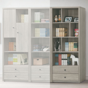 C375-9米奇淺灰3*6尺二抽書櫃