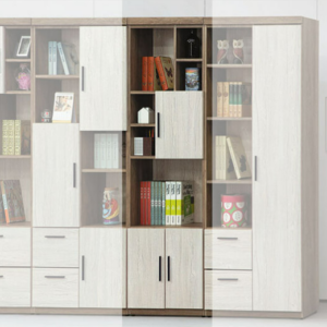 C377-1白灰橡雙色書櫃 2尺開門