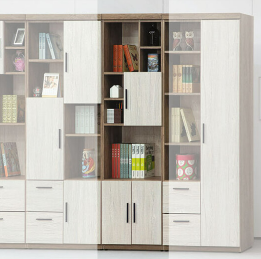 C377-1白灰橡雙色書櫃 2尺開門