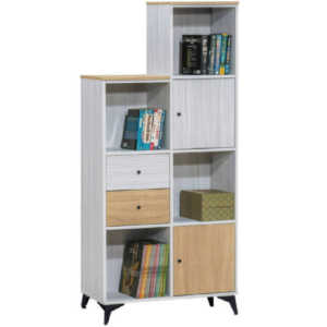 C376-3路易士2.7尺白雪衫色高低式書櫃