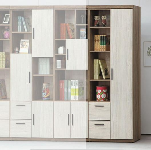 C377-3白灰橡雙色書櫃2.5尺右開