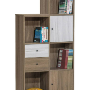 C376-4路易士2.7尺灰橡色高低式書櫃