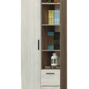 C377-4 白灰橡雙色書櫃2.5尺左開