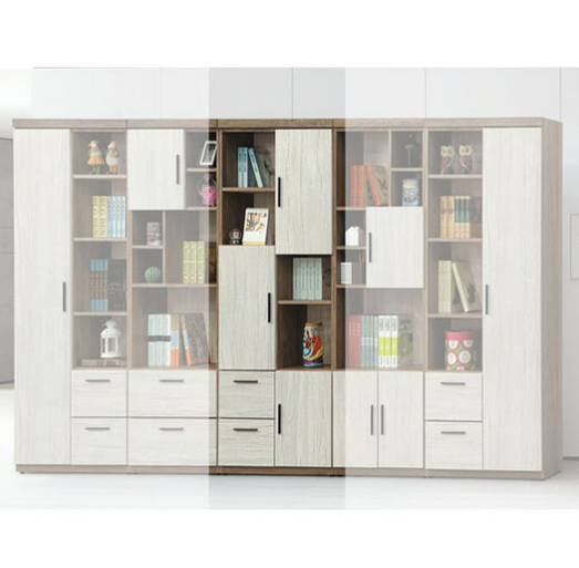 C377-5白灰橡雙色書櫃 2.5尺三門