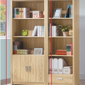 C377-6原切橡木2.6*6尺下門書櫃 單只 活動隔板3片