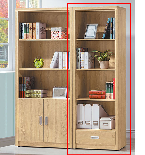 C377-7原切橡木2*6尺下抽書櫃 活動隔板2片