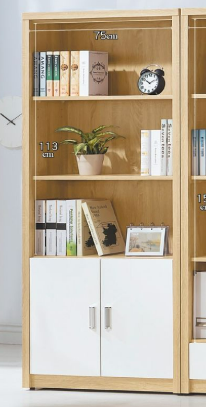 C377-8原切橡木白2.6*6尺下門書櫃 單只 活動隔板3片