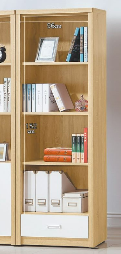 C377-9原切橡木白2*6尺下抽書櫃 活動隔板2片