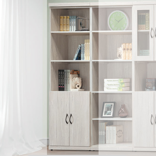 C378-1炭燒白橡2*6下門書櫃