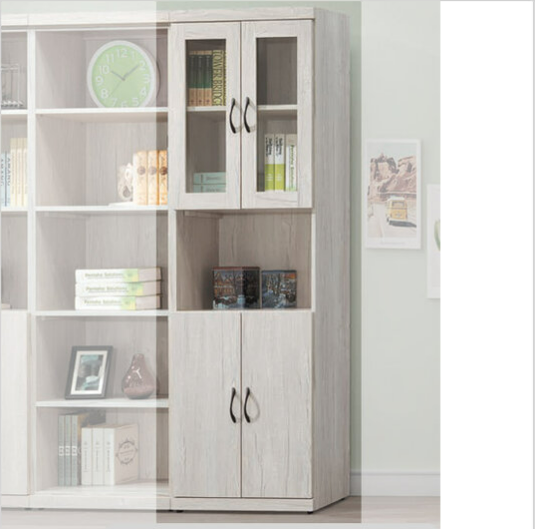 C378-3炭燒白橡2*6四門書櫃