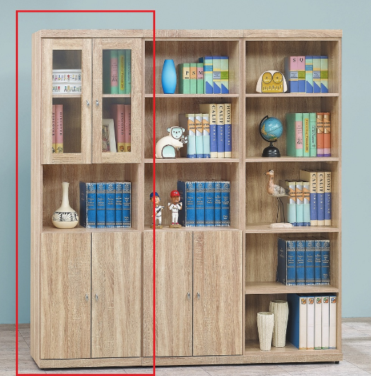 C378-6安寶耐磨橡木2*6四門書櫃