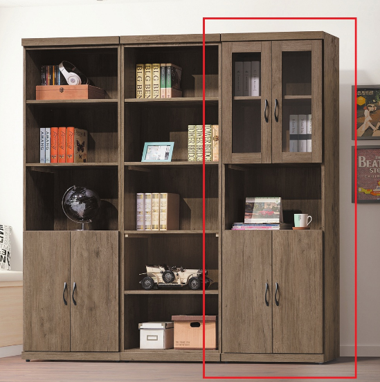 C378-9 安寶灰橡2*6四門書櫃