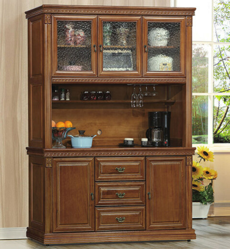 C383-3樟木5尺餐櫃 全組 含玻