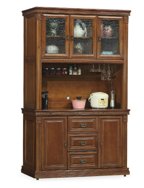 C383-1樟木4.2尺餐櫃 全組 含玻