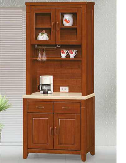 C384-8星巴克樟木2.8尺餐櫃 整組