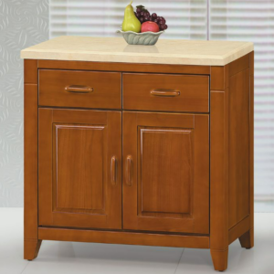 C384-6 星巴克樟木2.8尺餐櫃 下座 含石面