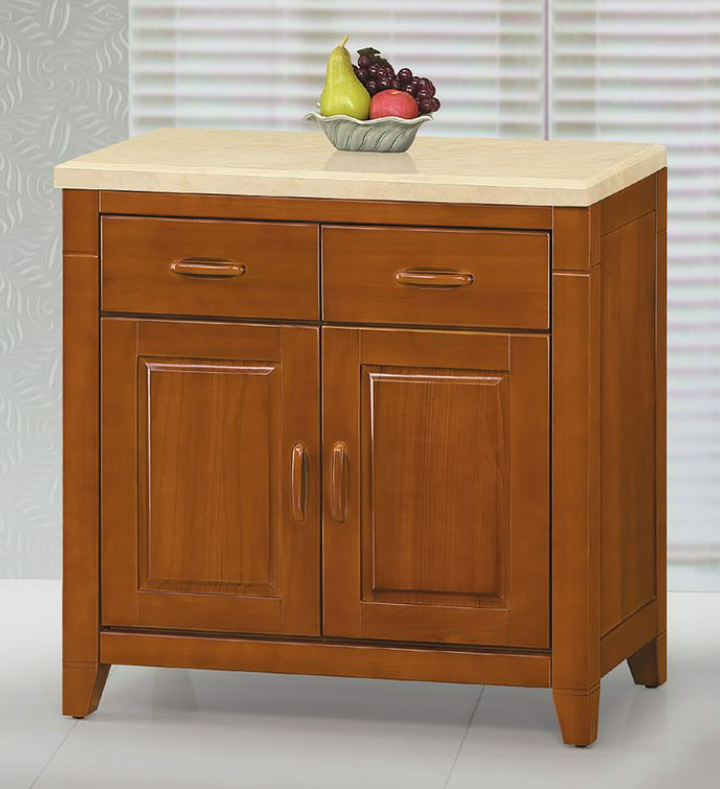 C384-6 星巴克樟木2.8尺餐櫃 下座 含石面