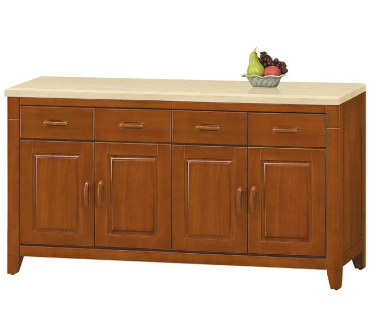 C384-5星巴克樟木5.2尺餐櫃 下座 含石面